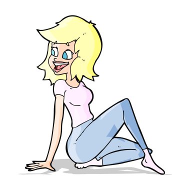 Çizgi film güzeli kadın mutlu görünüyor.