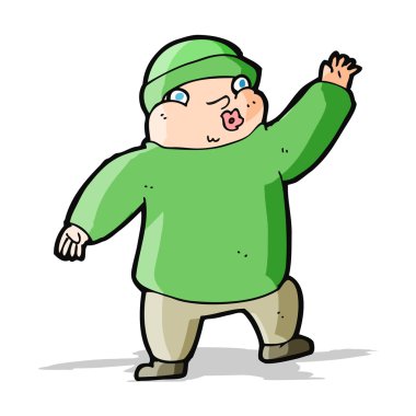 Şapka sallayan çizgi filmci.