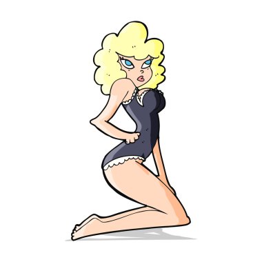 karikatür pin-up kadın