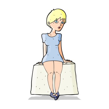 Çizgi film meraklısı kadın oturuyor