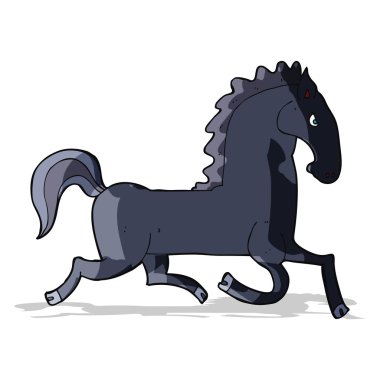 karikatür çalışan siyah aygır