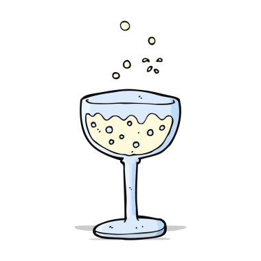 karikatür köpüklü şarap