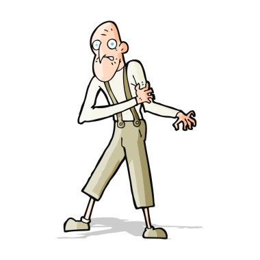 Karikatür ihtiyarı kalp krizi geçiriyor.