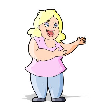 karikatür mutlu şişman kadın