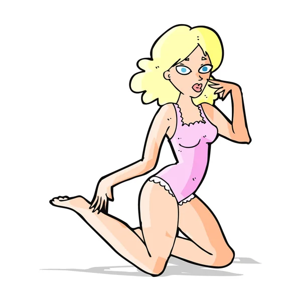 Cartoon vrouw in lingerie — Stockvector