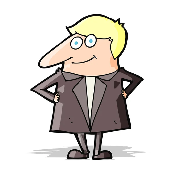 スーツ姿の漫画ハッピーマン — ストックベクタ