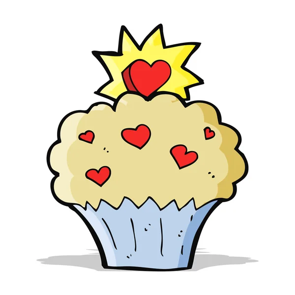 Cartoon kärlek hjärtat cupcake — Stock vektor