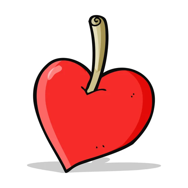 Dessin animé amour coeur pomme — Image vectorielle
