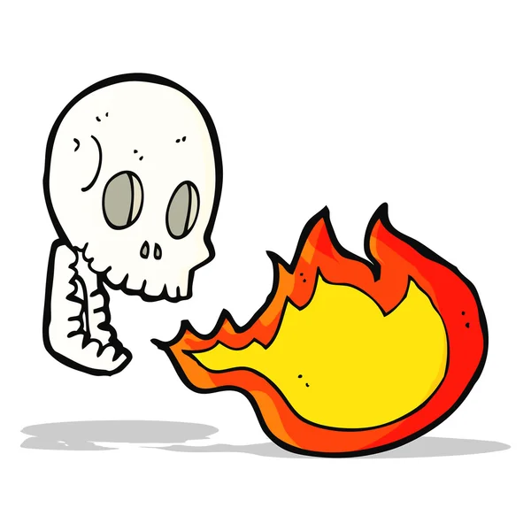 Cartoon fire breathing skull — Stock Vector