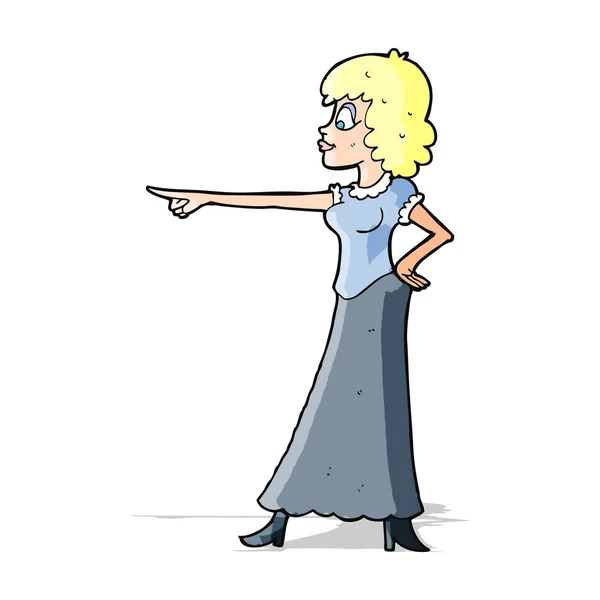 Cartoon woman pointing finger — Stock Vector