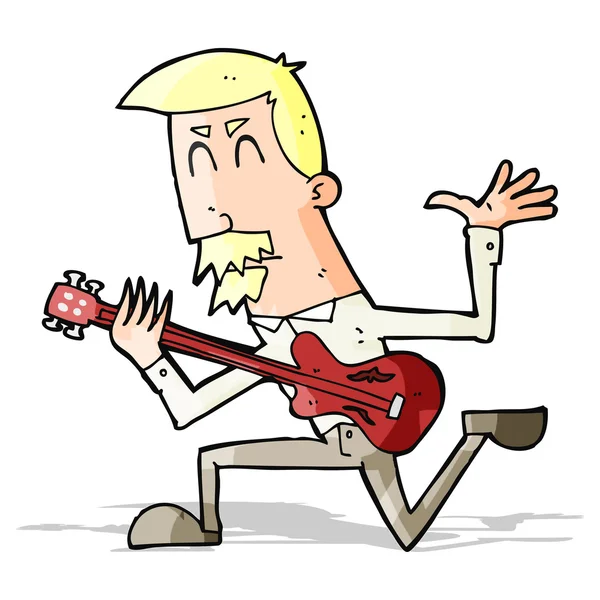 Cartoon man playing electric guitar — Stock Vector