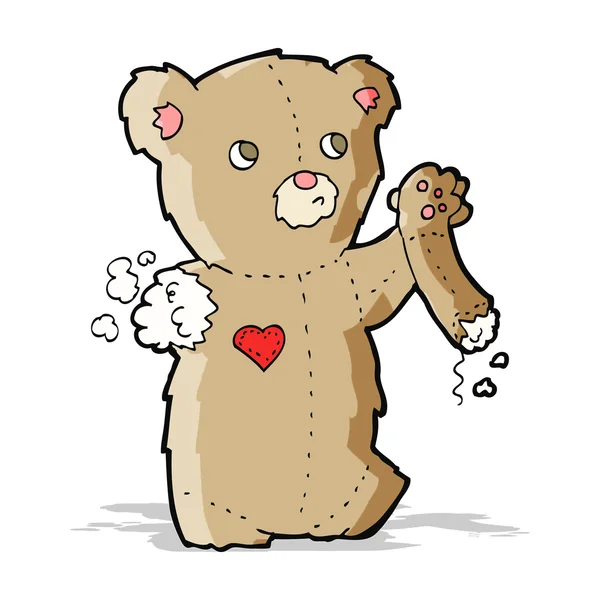 Cartoon teddy bear with torn arm — Stock Vector