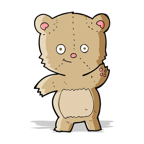 Dibujos animados ondeando oso de peluche — Vector de stock