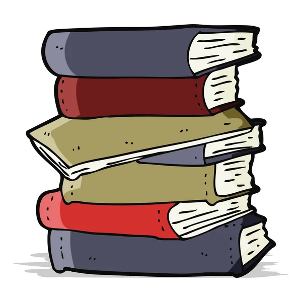 Bücherstapel mit Karikaturen — Stockvektor
