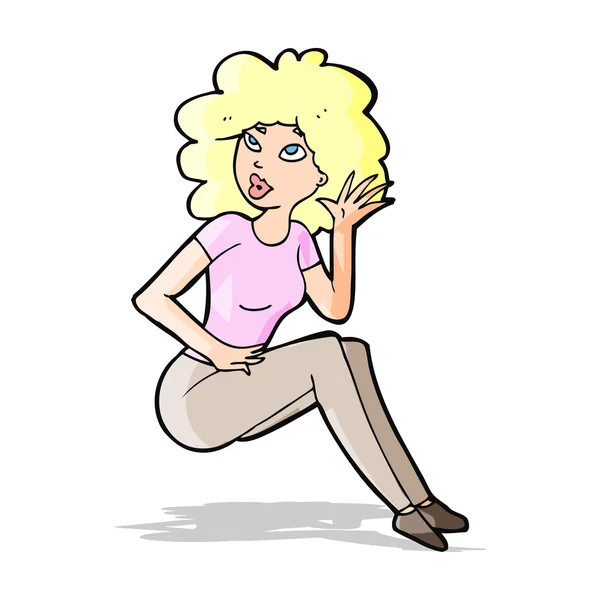 Cartoon-Frau hört zu — Stockvektor
