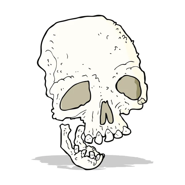 Dessin animé ancien crâne effrayant — Image vectorielle