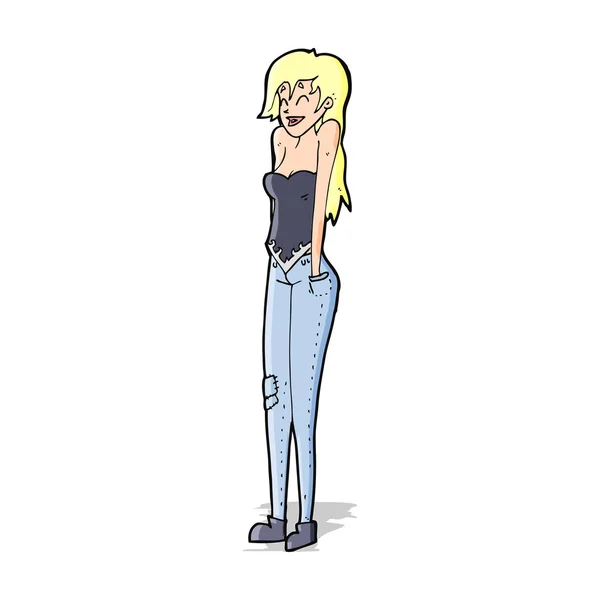 Karikatur hübsche Frau zuckt mit den Schultern — Stockvektor