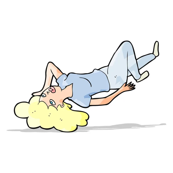 卡通女躺在地板上 — 图库矢量图片