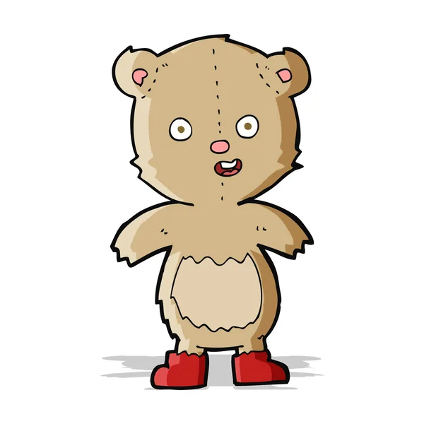 Dibujos animados oso de peluche feliz en botas — Vector de stock