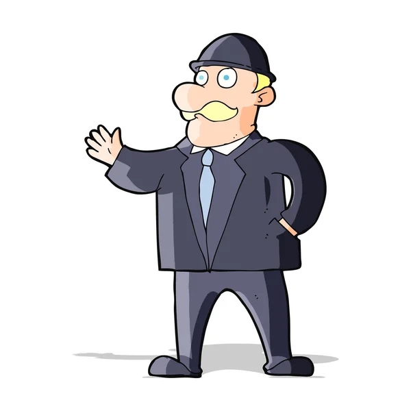 Cartoon vernünftiger Geschäftsmann mit Melone — Stockvektor