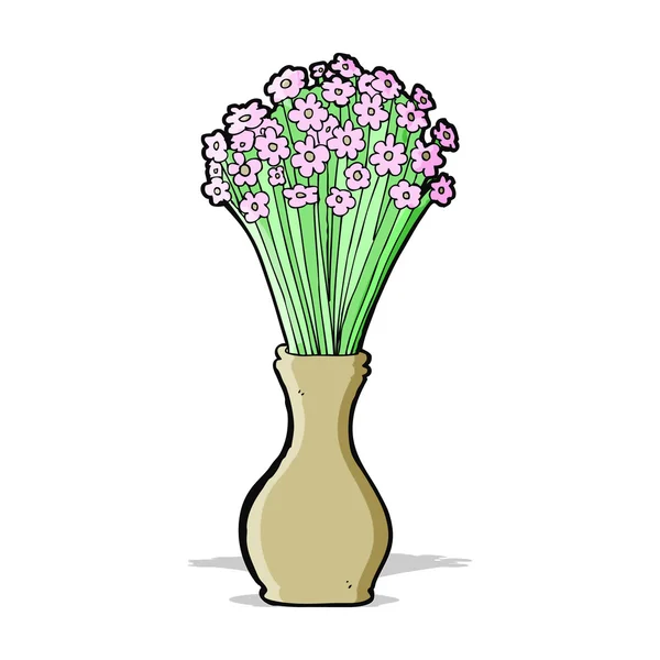 Flores de desenhos animados em pote — Vetor de Stock