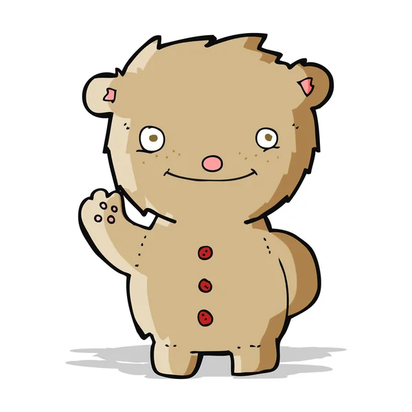 Cartoon waving teddy bear — Stock Vector