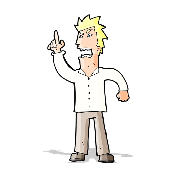 Cartoon angry man making point — Stock Vector