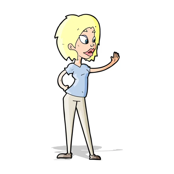 Cartoon vrouw zwaaien — Stockvector