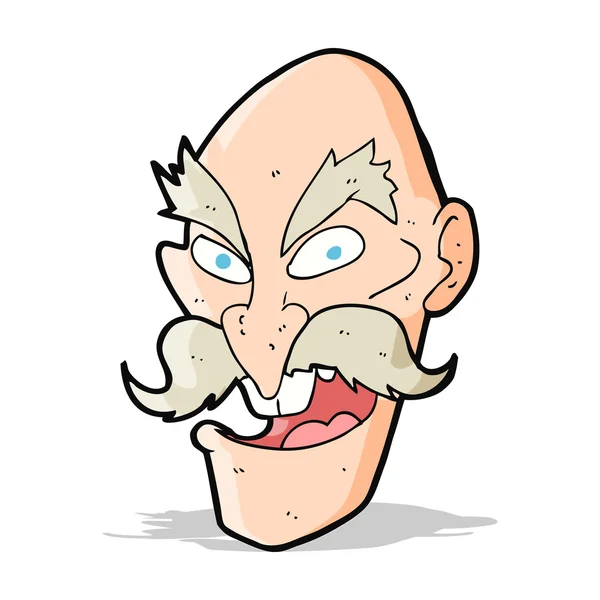Dibujos animados cara de hombre viejo malvado — Vector de stock