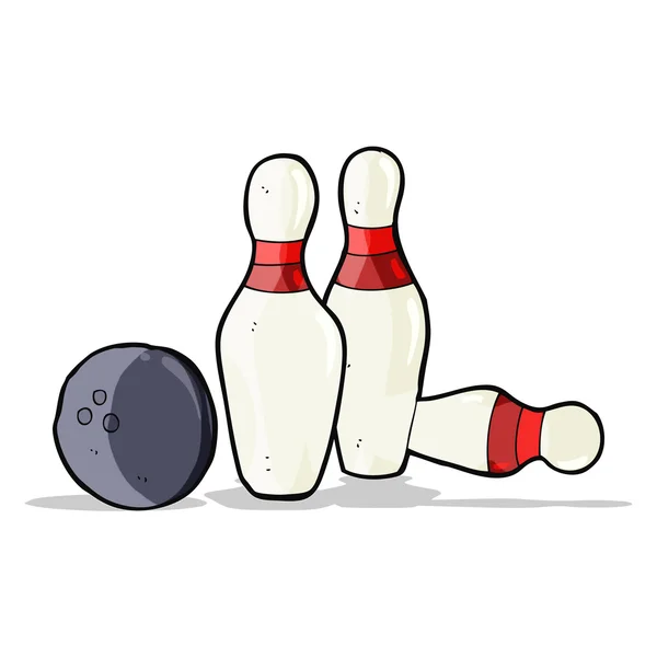 Boule de bowling et skittles dessin animé — Image vectorielle