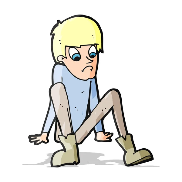 Cartoon jongen zitten op de vloer — Stockvector