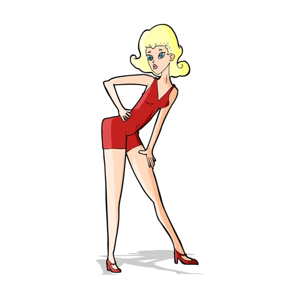 Cartoon model vrouw poseren — Stockvector