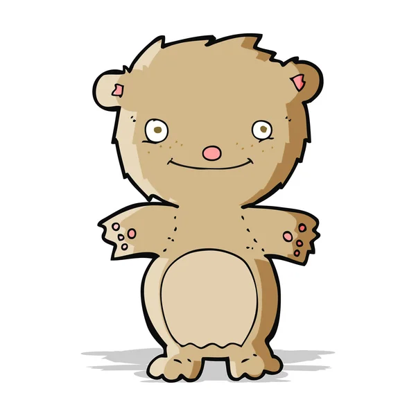 Dibujos animados feliz osito de peluche — Vector de stock