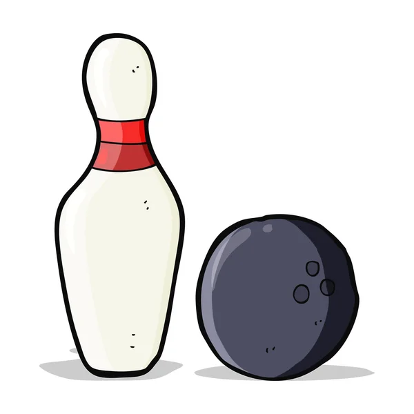Dessin animé bowling dix broches — Image vectorielle