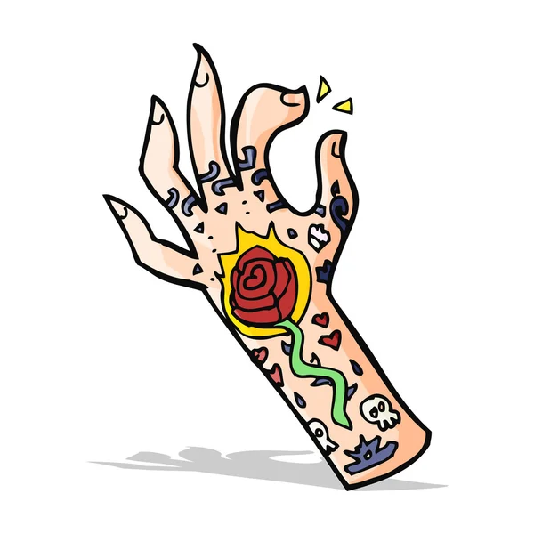 Dibujos animados tatuaje mano — Vector de stock