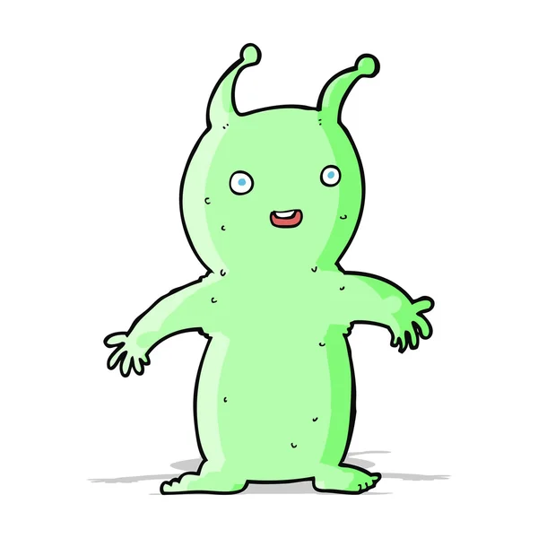 Cartoon gelukkig weinig alien — Stockvector