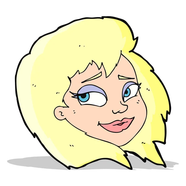 Cartoon gelukkig vrouwelijk gezicht — Stockvector