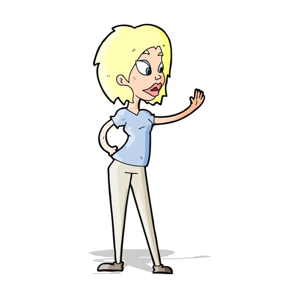 Cartoon woman waving Stock Vector