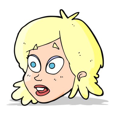 Şaşkın bakışlı çizgi film kadın yüzü