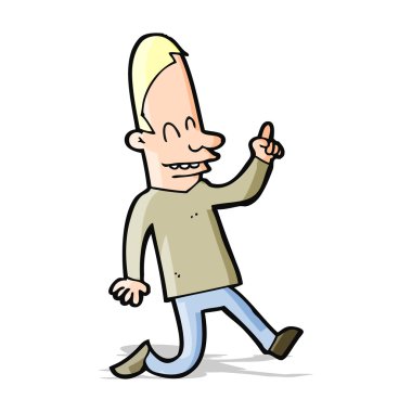 Çizgi film mutlu adam işaret ediyor.