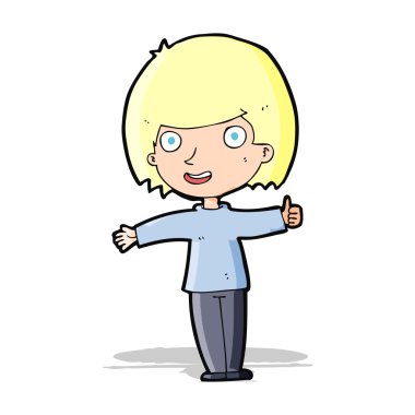 karikatür mutlu kadın