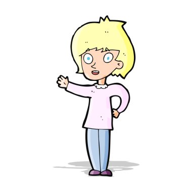 karikatür mutlu kadın