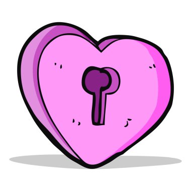 anahtar delikli karikatür kalp