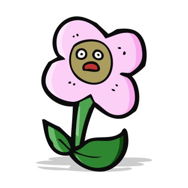 yüzü olan çizgi film çiçek