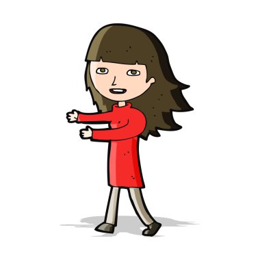 karikatür mutlu kız