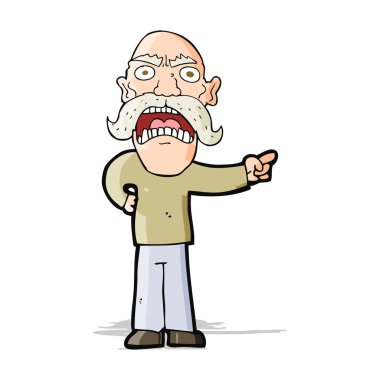 Çizgi film kızgın yaşlı adam.