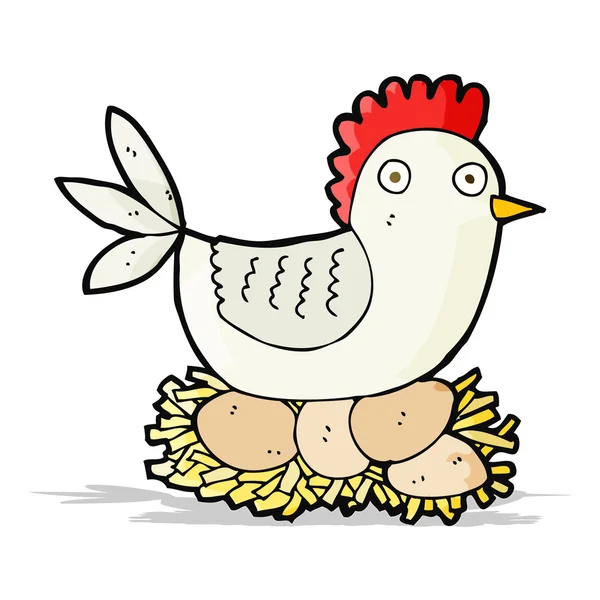 Gallina dei cartoni animati sulle uova — Vettoriale Stock