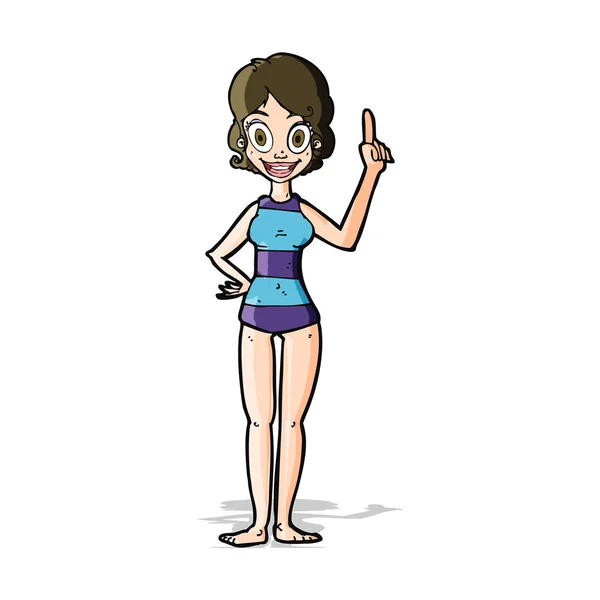 Mujer de dibujos animados en traje de baño a rayas — Archivo Imágenes Vectoriales