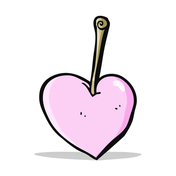 Cartone animato cuore ciliegia — Vettoriale Stock