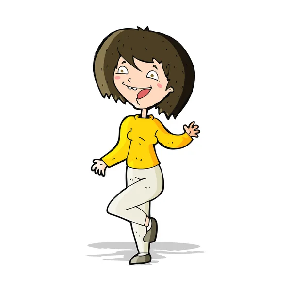Dessin animé riant femme — Image vectorielle